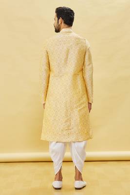 White embroidered art silk dhoti-kurta 2