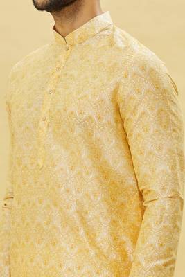 White embroidered art silk dhoti-kurta 3