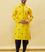 Orange embroidered art silk dhoti-kurta