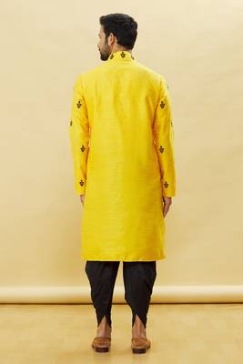 Orange embroidered art silk dhoti-kurta 2