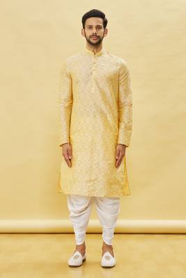 White embroidered art silk dhoti-kurta 4