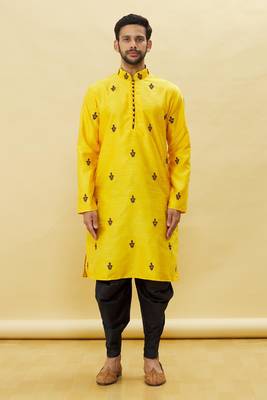 Orange embroidered art silk dhoti-kurta 3