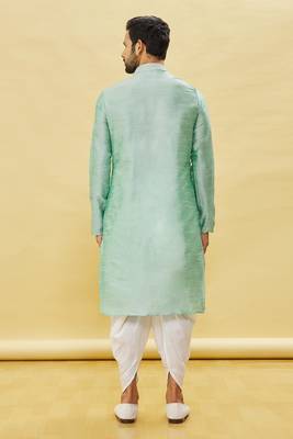 Yellow embroidered art silk dhoti-kurta 2