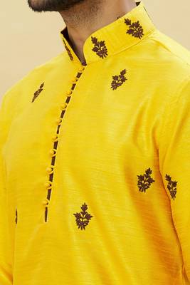 Orange embroidered art silk dhoti-kurta 5