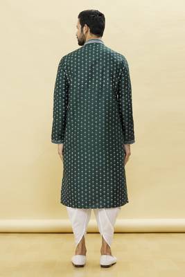 Green embroidered art silk dhoti-kurta 2