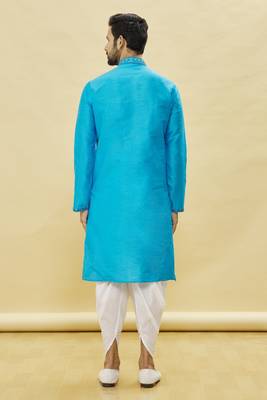 Green embroidered art silk dhoti-kurta 2