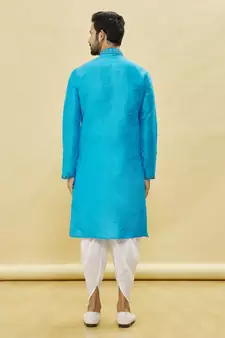 Green embroidered art silk dhoti-kurta