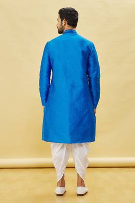 Blue embroidered art silk dhoti-kurta 2
