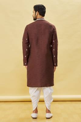 Blue embroidered art silk dhoti-kurta 2