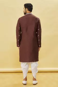 Blue embroidered art silk dhoti-kurta