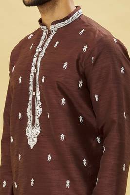 Blue embroidered art silk dhoti-kurta 4