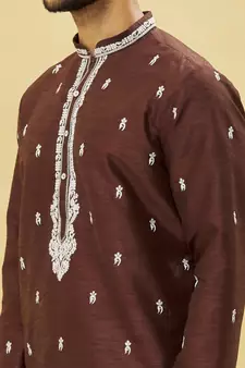 Blue embroidered art silk dhoti-kurta