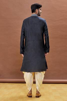 Brown embroidered art silk dhoti-kurta 5