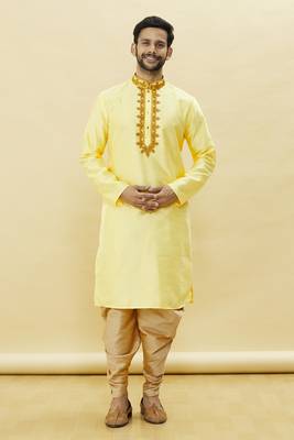 Blue embroidered art silk dhoti-kurta 1