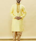 Blue embroidered art silk dhoti-kurta