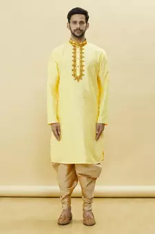 Blue embroidered art silk dhoti-kurta