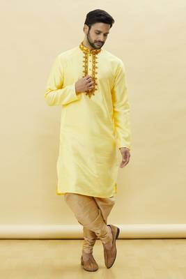Blue embroidered art silk dhoti-kurta 4