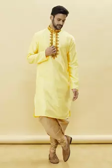 Blue embroidered art silk dhoti-kurta