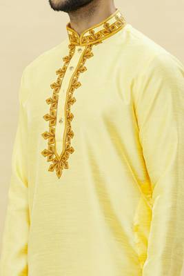 Blue embroidered art silk dhoti-kurta 5