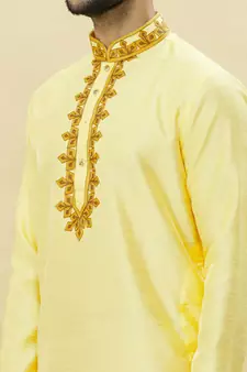 Blue embroidered art silk dhoti-kurta