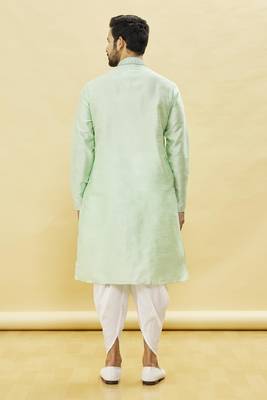 Green embroidered art silk dhoti-kurta 2