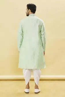 Green embroidered art silk dhoti-kurta
