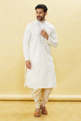 Fawn embroidered cotton dhoti-kurta 1