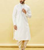 Fawn embroidered cotton dhoti-kurta