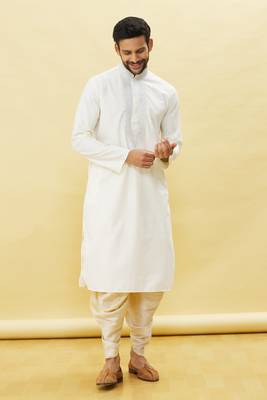 Fawn embroidered cotton dhoti-kurta 3