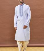 Blue embroidered cotton dhoti-kurta