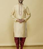 Gold embroidered art silk dhoti-kurta