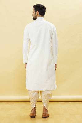 Fawn embroidered cotton dhoti-kurta 5