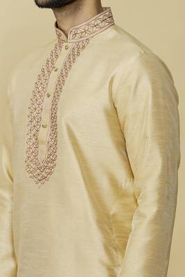 Gold embroidered art silk dhoti-kurta 2
