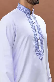 Blue embroidered cotton dhoti-kurta