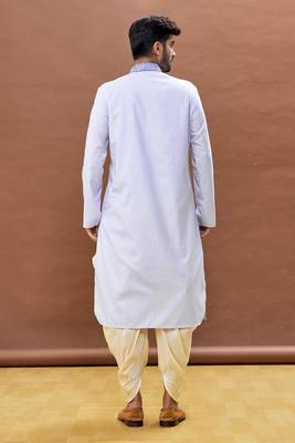 Blue embroidered cotton dhoti-kurta 5