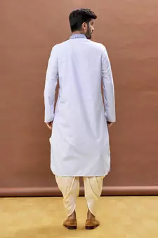 Blue embroidered cotton dhoti-kurta