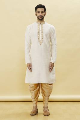 Fawn embroidered art silk dhoti-kurta 2