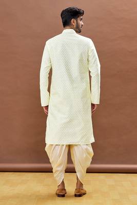Fawn printed art silk dhoti-kurta 2