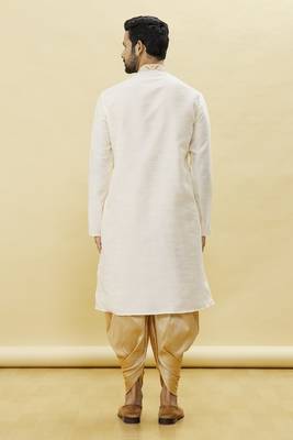 Fawn embroidered art silk dhoti-kurta 5