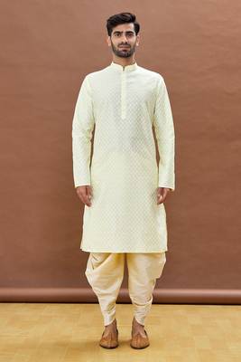 Fawn printed art silk dhoti-kurta 3
