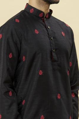 Black embroidered art silk dhoti-kurta 4