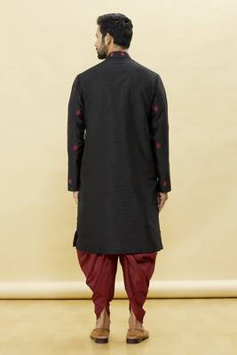 Black embroidered art silk dhoti-kurta 5