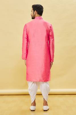 Pink embroidered art silk dhoti-kurta 2