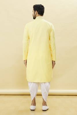 Yellow embroidered cotton dhoti-kurta 5