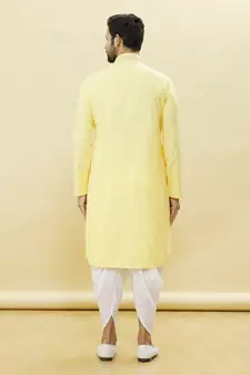 Yellow embroidered cotton dhoti-kurta
