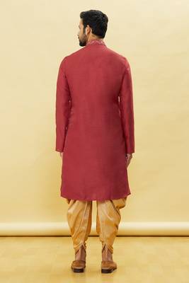 Maroon embroidered art silk dhoti-kurta 3