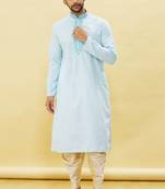 Blue embroidered cotton dhoti-kurta