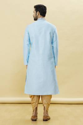 Blue embroidered art silk dhoti-kurta 5