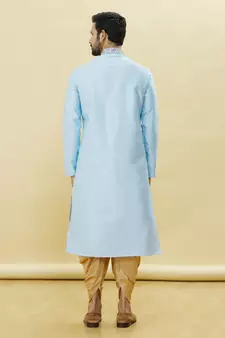 Blue embroidered art silk dhoti-kurta