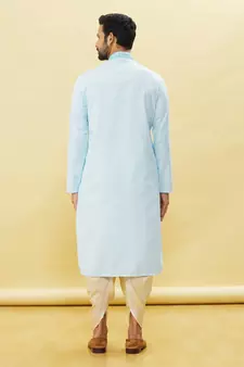 Blue embroidered cotton dhoti-kurta